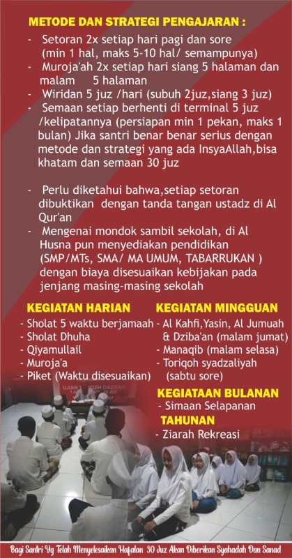 Pendaftaran Pondok Pesantren Alhusna Bringin Semarang 30 Juz